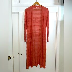 Anthropologie Moth Coral Long Lightweight Sweater